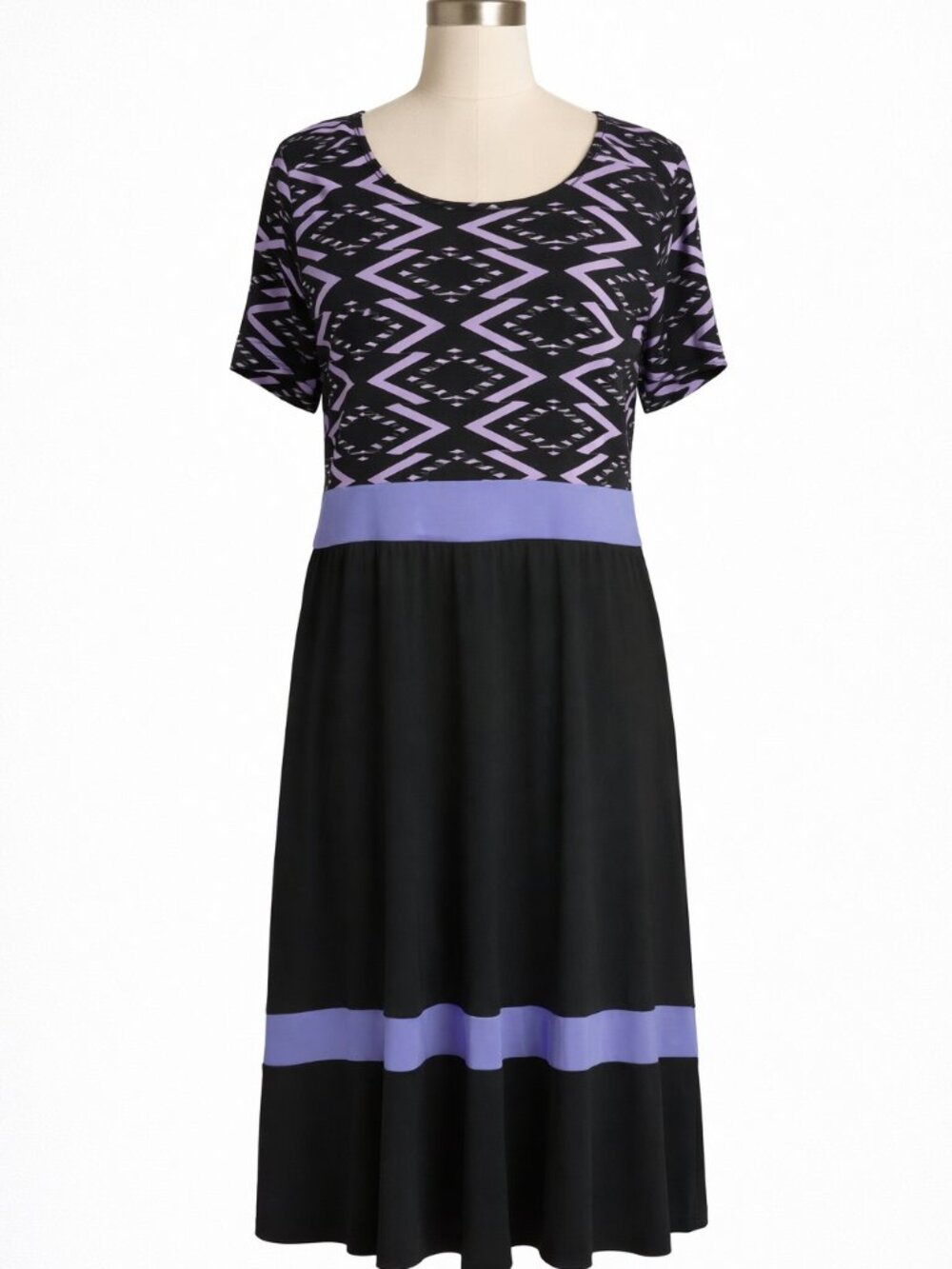 🖤 Rodan Black & Purple Geometric Dress – Size XL 🖤